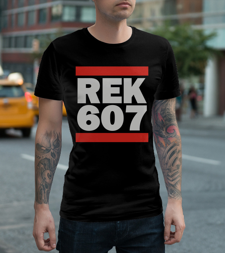 REK 607 Bold Block Design in Red and White T-Shirt