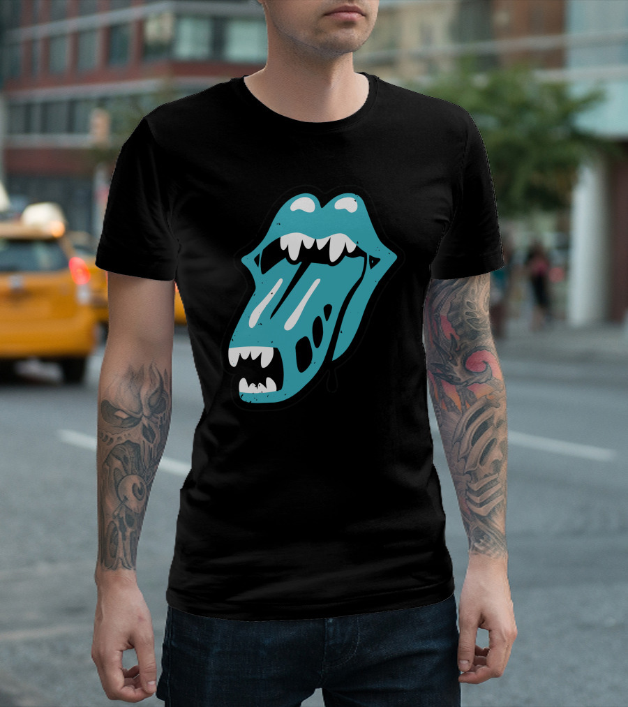 Rolling Alien Monster Mouth Tongue Teeth T-Shirt