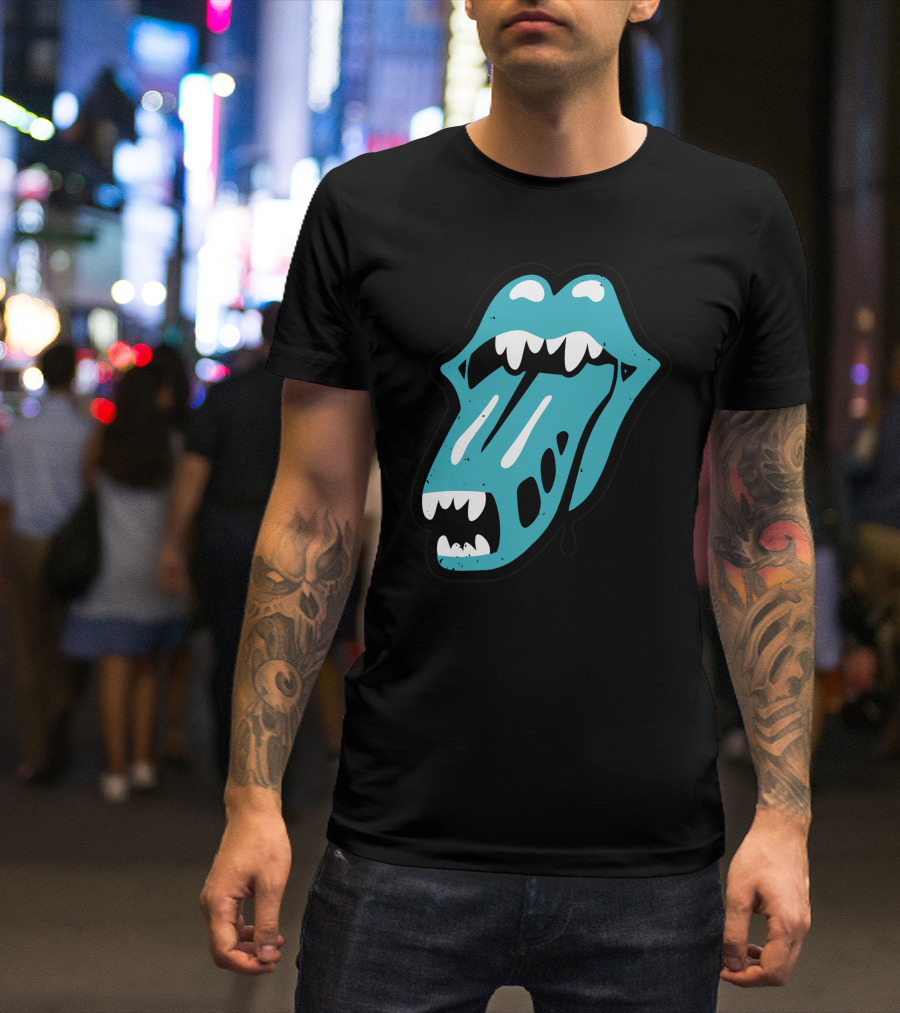 Rolling Alien Monster Mouth Tongue Teeth T-Shirt