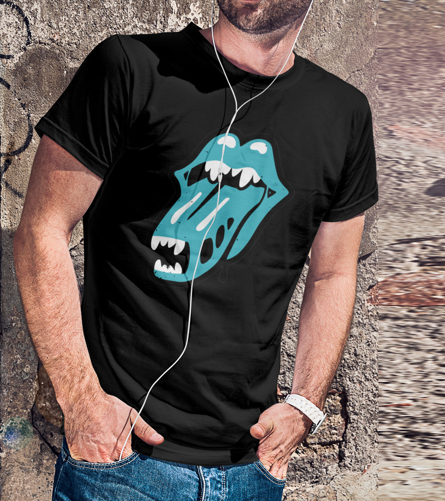 Rolling Alien Monster Mouth Tongue Teeth T-Shirt