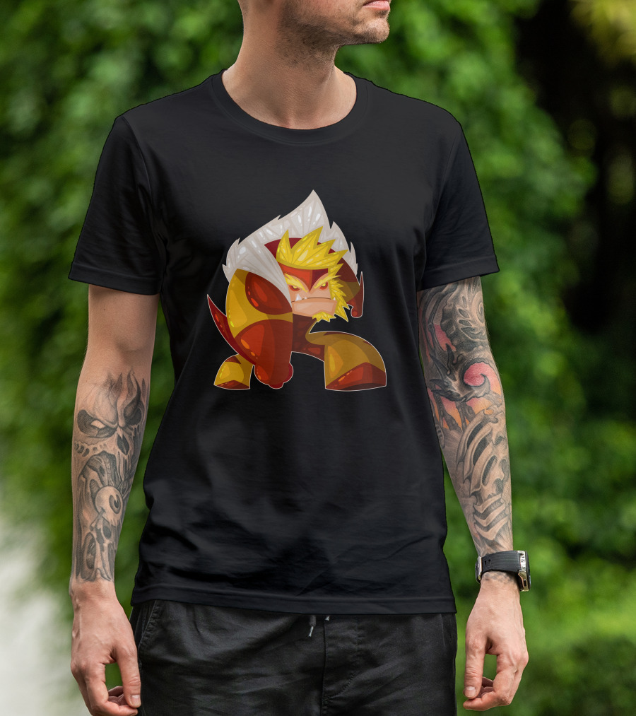 Sabretooth Cartoon Character With Fierce Stance And Yellow-Red Color Scheme T-Shirt