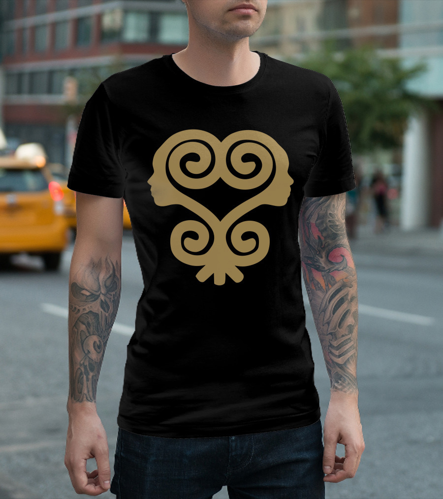 Sankofa Adinkra Symbol with Dual Faces in Gold T-Shirt