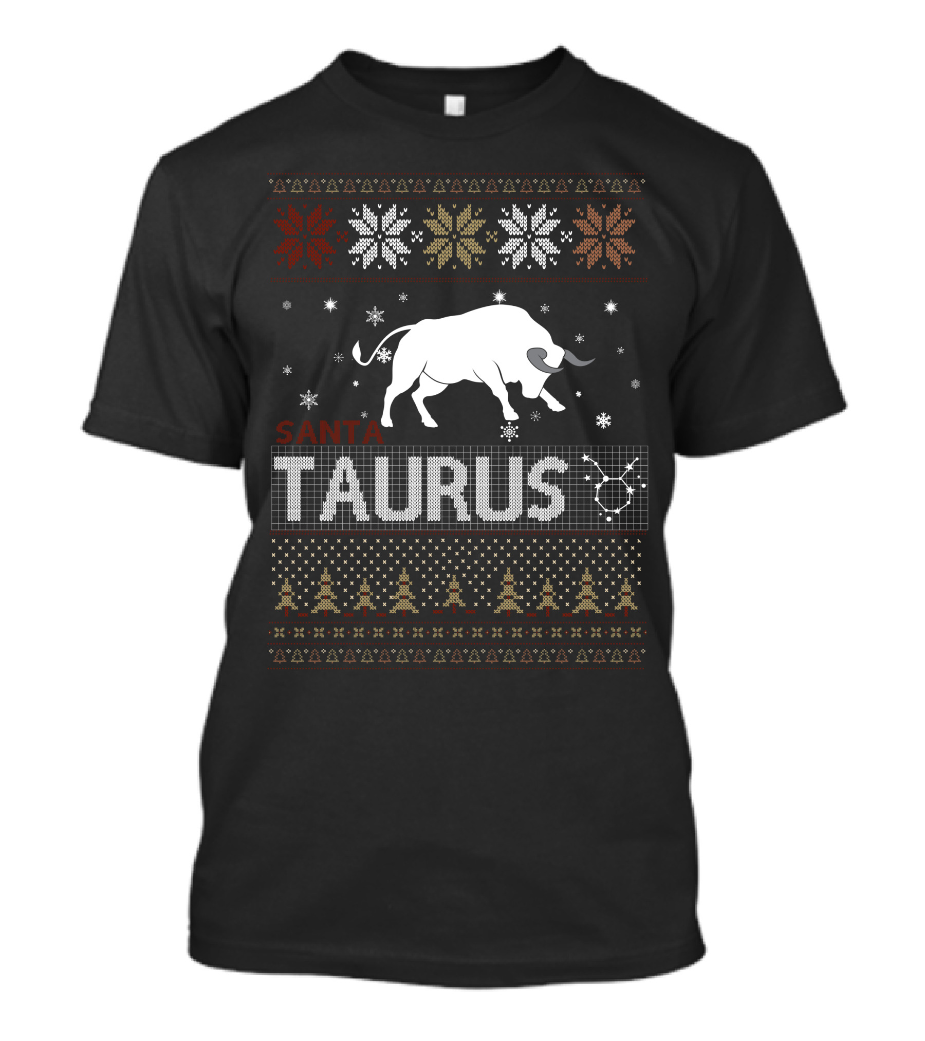 Santa Taurus Zodiac Bull Ugly Christmas T-Shirt