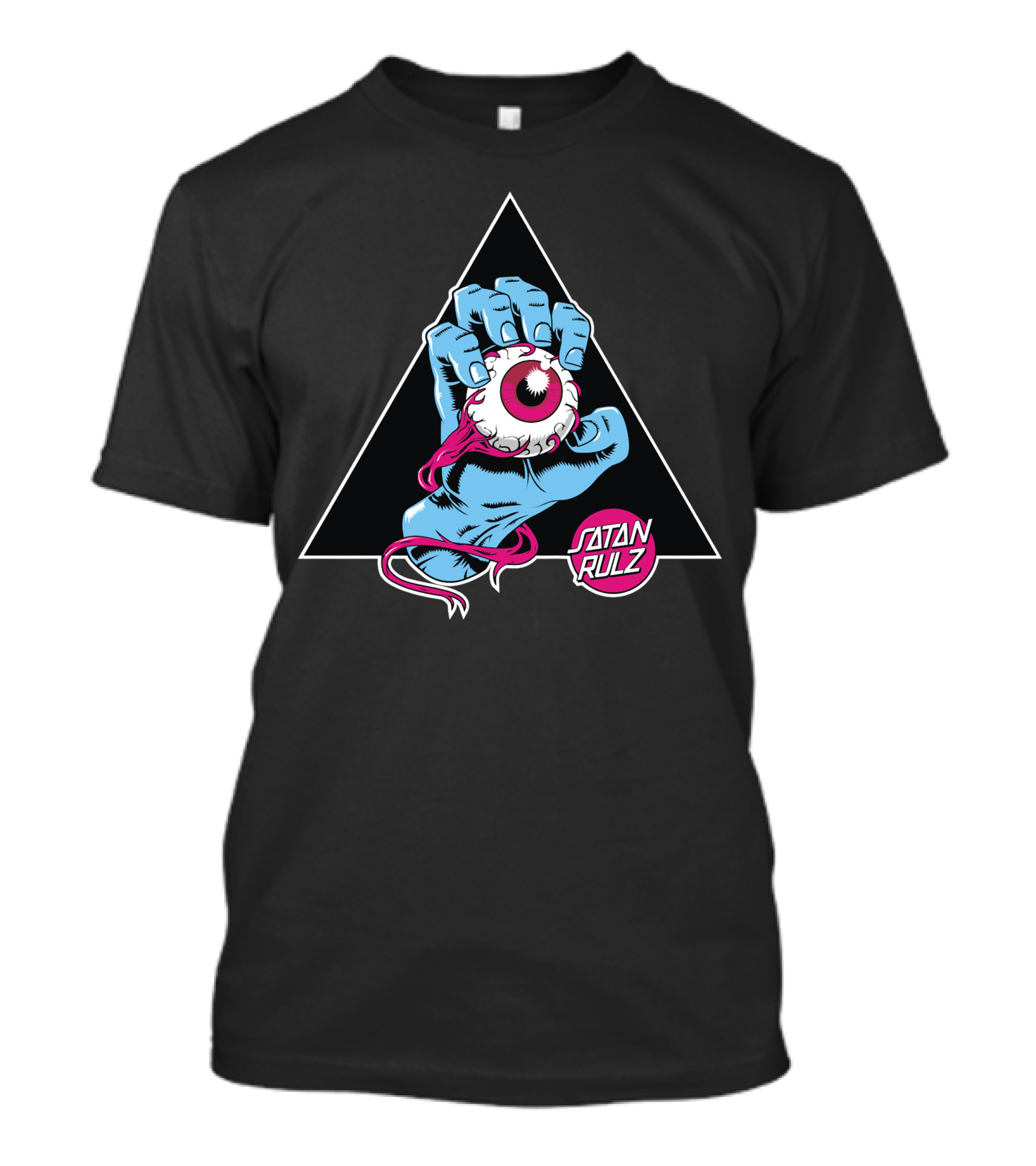 Satan Rulz Triangle Eyeball Hand T-Shirt
