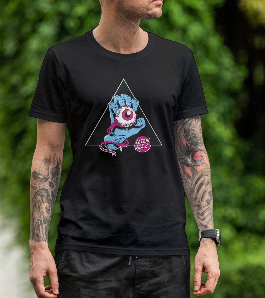 Satan Rulz Triangle Eyeball Hand T-Shirt