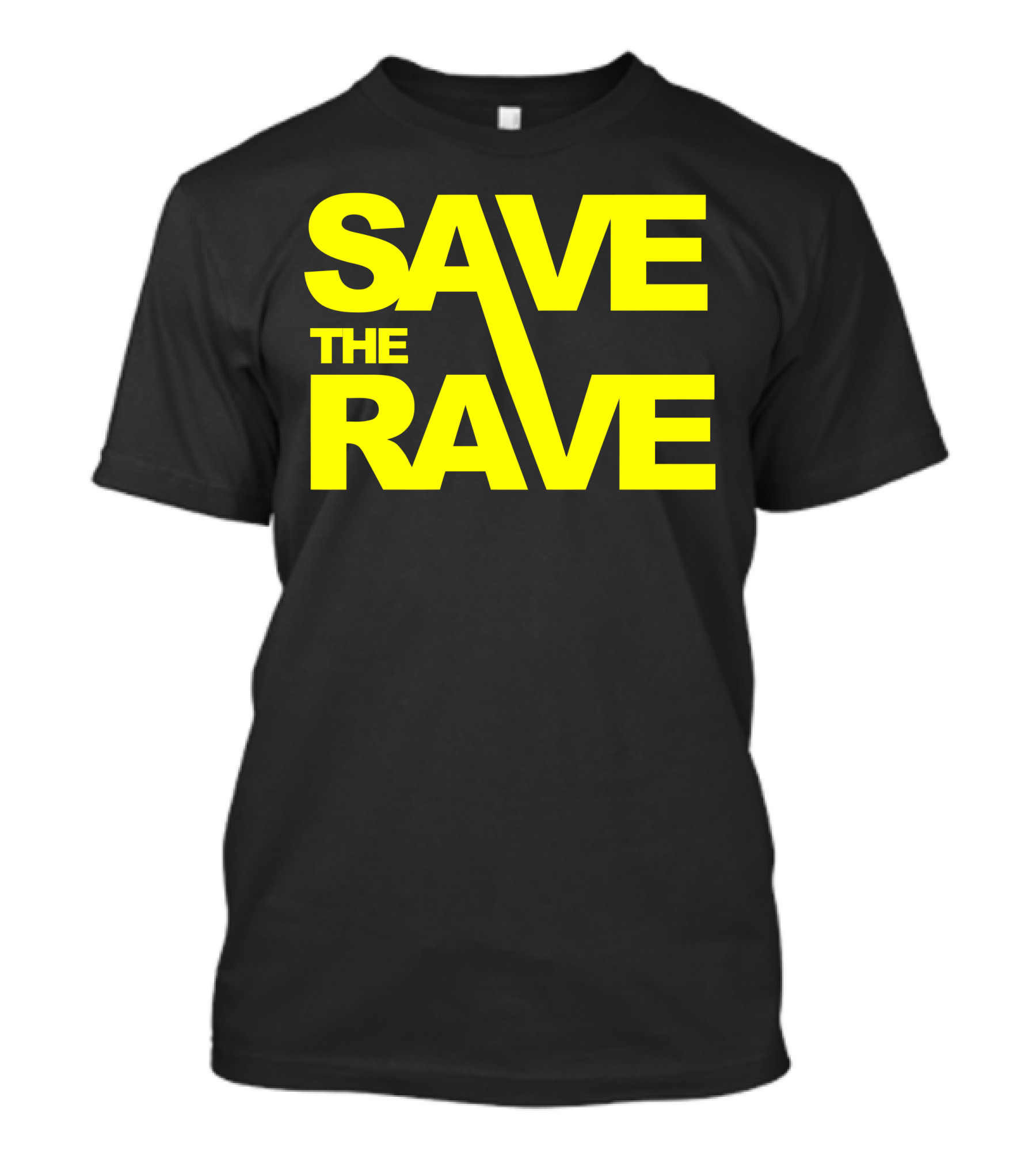 SAVE THE RAVE Bold Yellow Neon Text T-Shirt