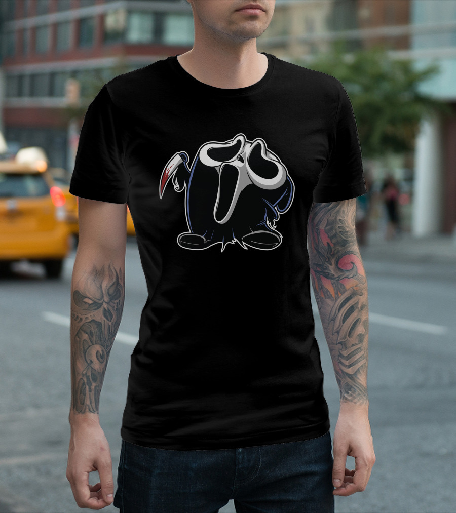 Shy Guy Ghost Face Mask Wielding Knife T-Shirt