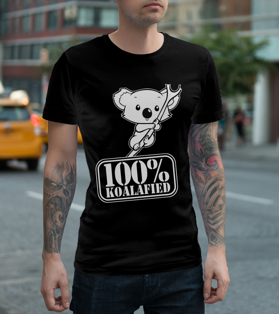 100% Koalafied Cute Koala Cartoon Holding Wrench T-Shirt