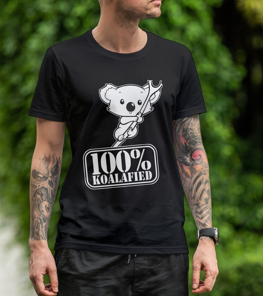 100% Koalafied Cute Koala Cartoon Holding Wrench T-Shirt