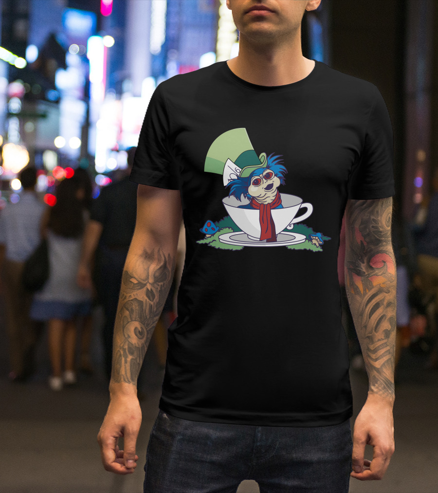 Mad Hatter Inspired Creature In Teacup Fantasy Scene T-Shirt