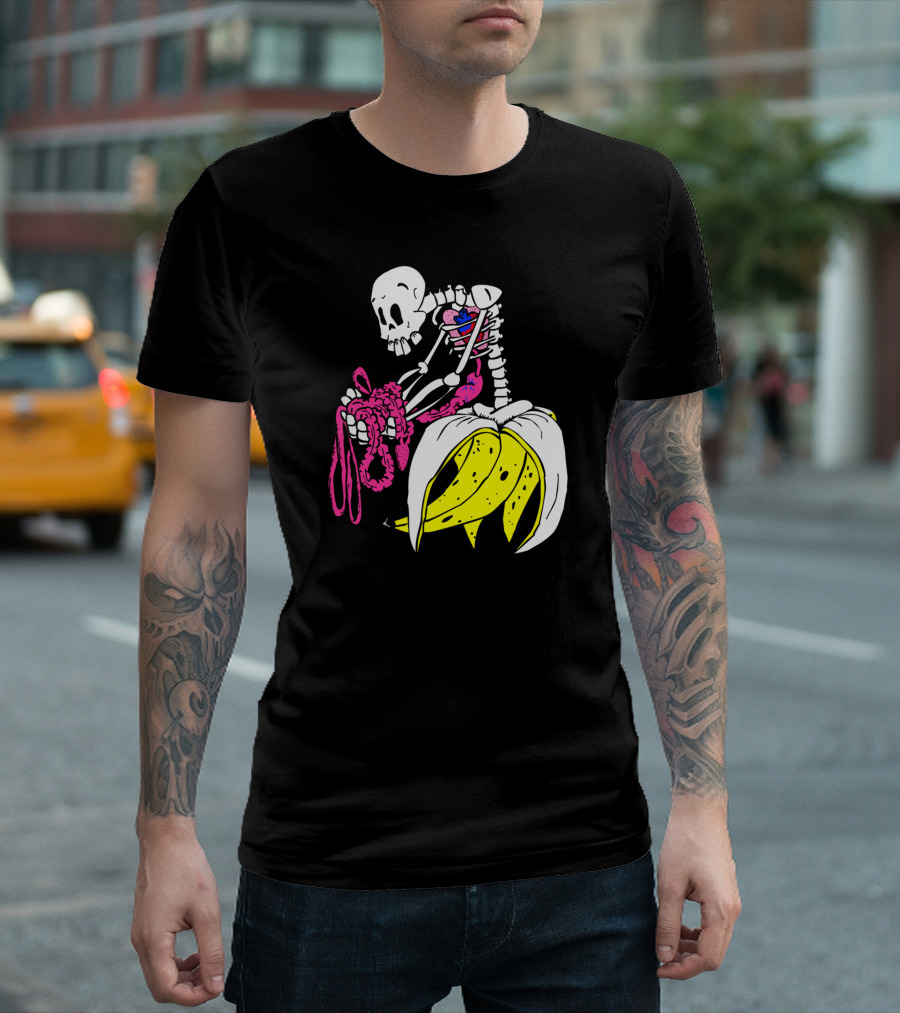Banana Skeleton With Heart And Guts Digital T-Shirt