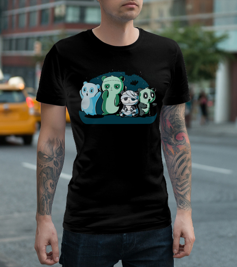 Bearly Dead Panda Zombies and Ghost Bats T-Shirt