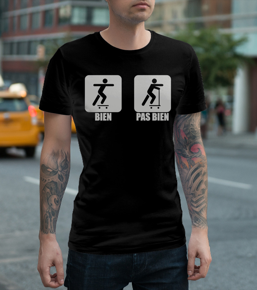 Bien Pas Bien Skateboard Vs Scooter Icons T-Shirt