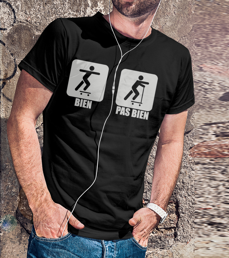 Bien Pas Bien Skateboard Vs Scooter Icons T-Shirt