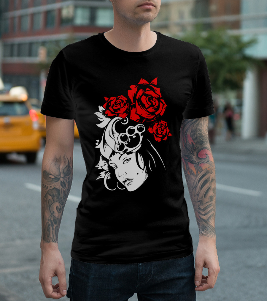 Lady Rose Red Floral Portrait Style Roses T-Shirt