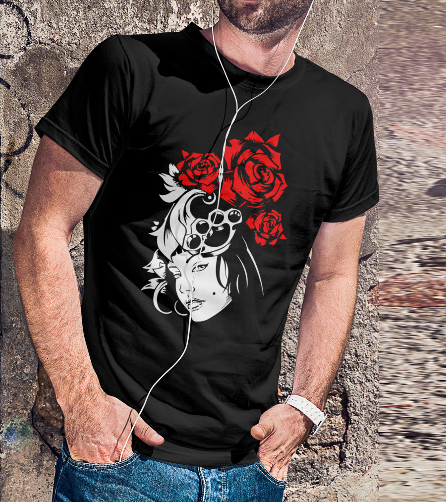Lady Rose Red Floral Portrait Style Roses T-Shirt