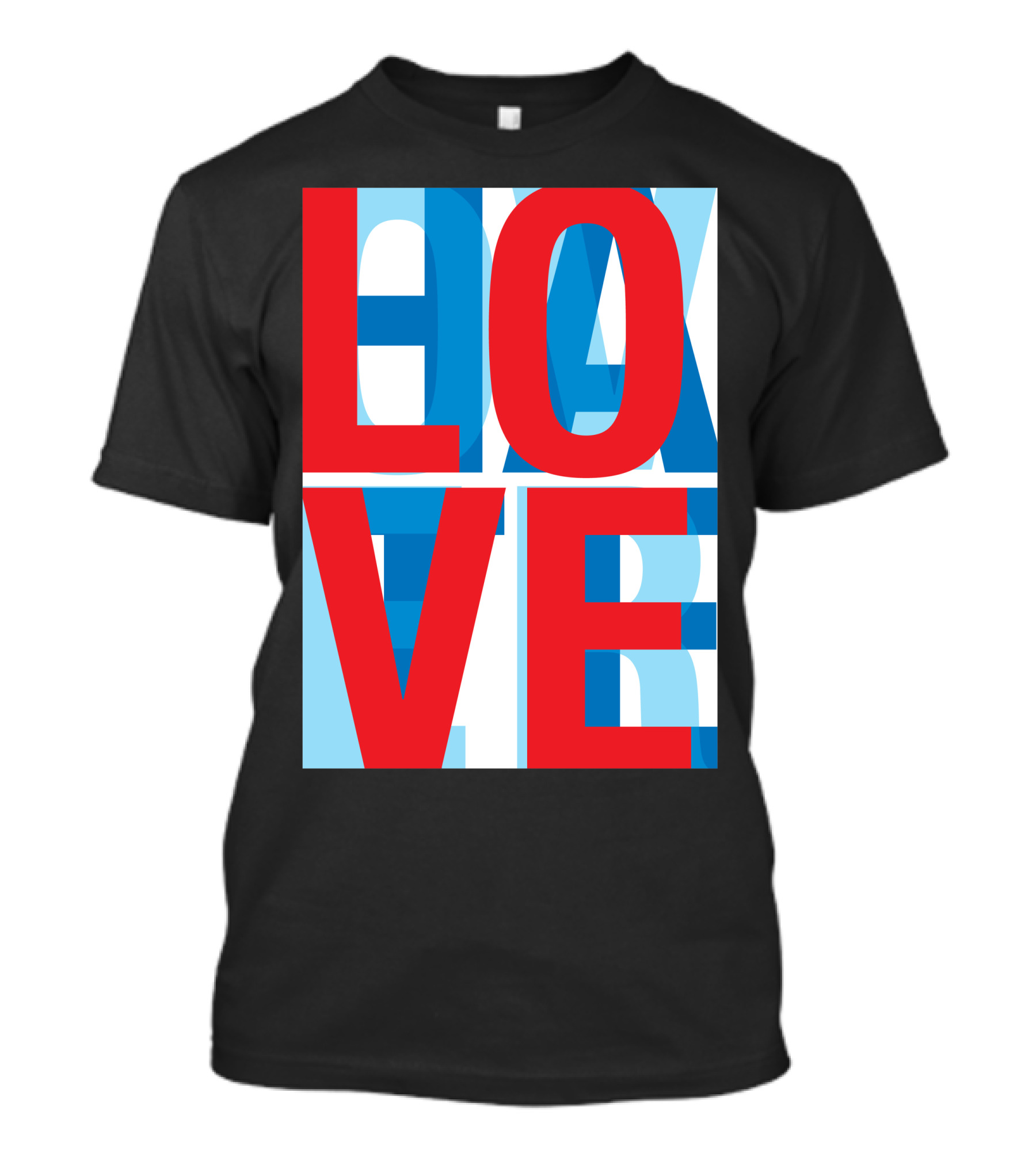LOVE Overlapping HATE In Bold Red And Blue Text T-Shirt