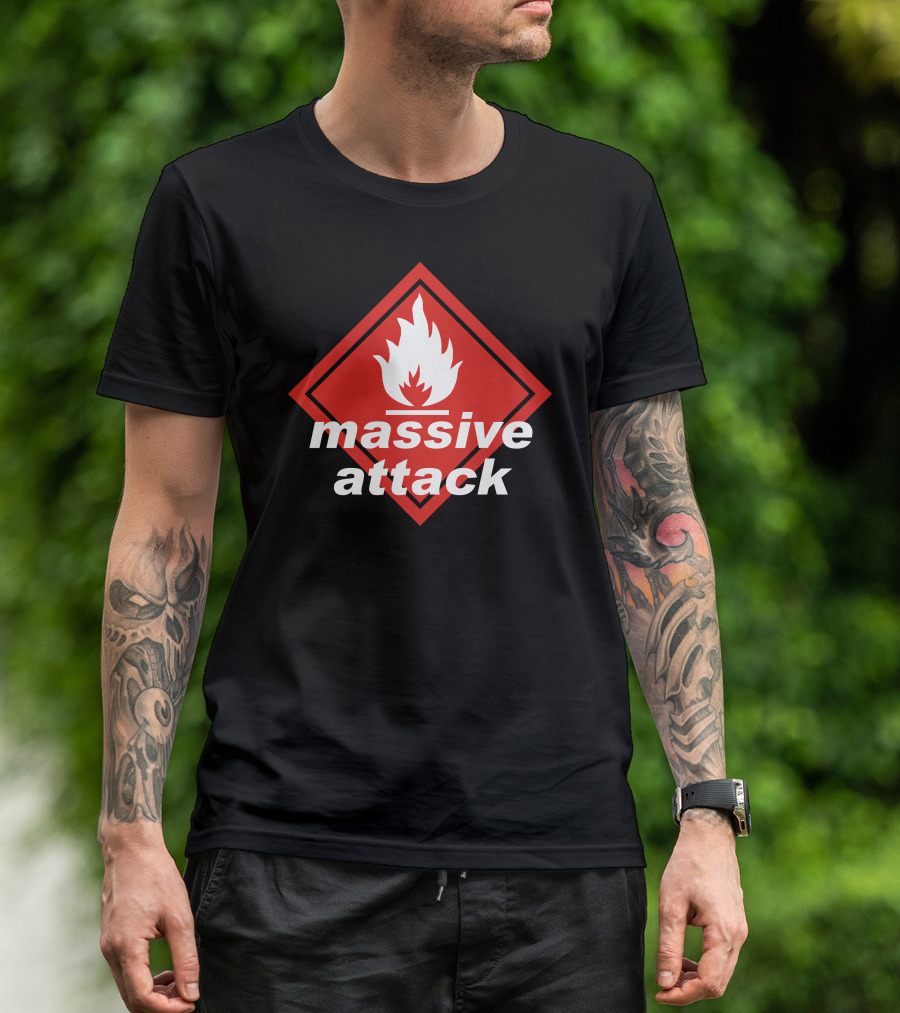 Massive Attack Flame Symbol Red Diamond Icon Amplified T-Shirt