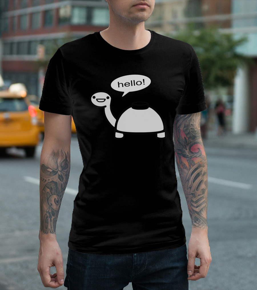 Mine Turtle Hello Speech Bubble Iconic Character T-Shirt