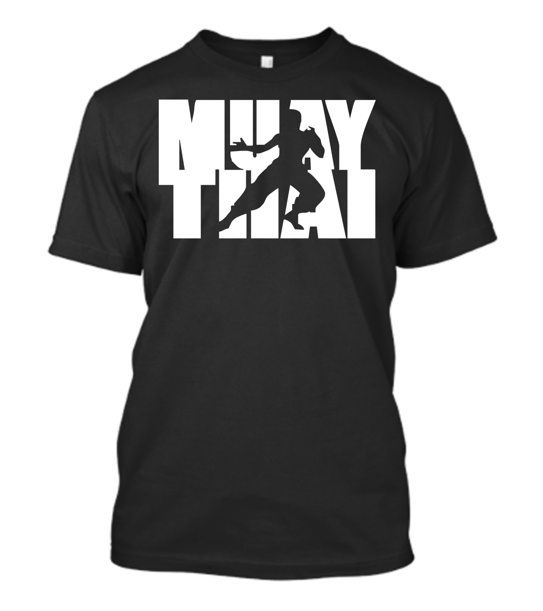 Muay Thai Fighter Silhouette In Block Letters T-Shirt