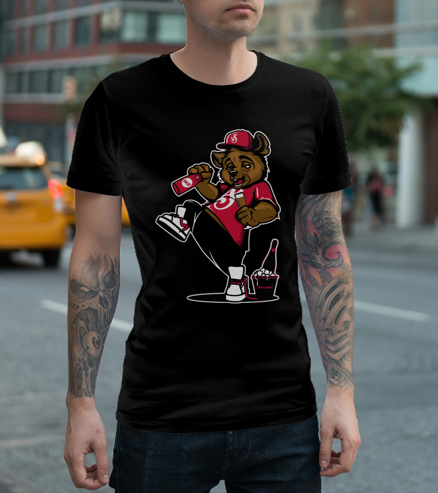 Bear Yeah Sporty Bear In Red Hat With Soda And Popcorn T-Shirt