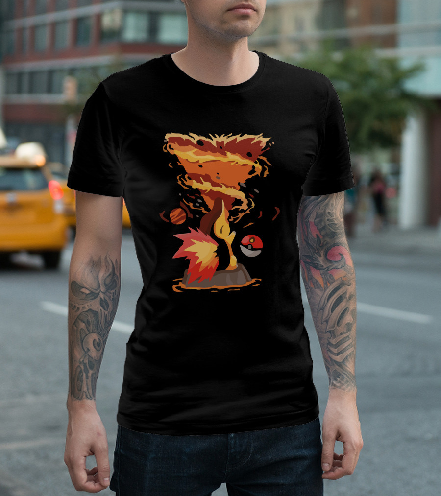 Fire Storm Rapidash Pokemon Fusion With Pokeball Fire Tornado T-Shirt
