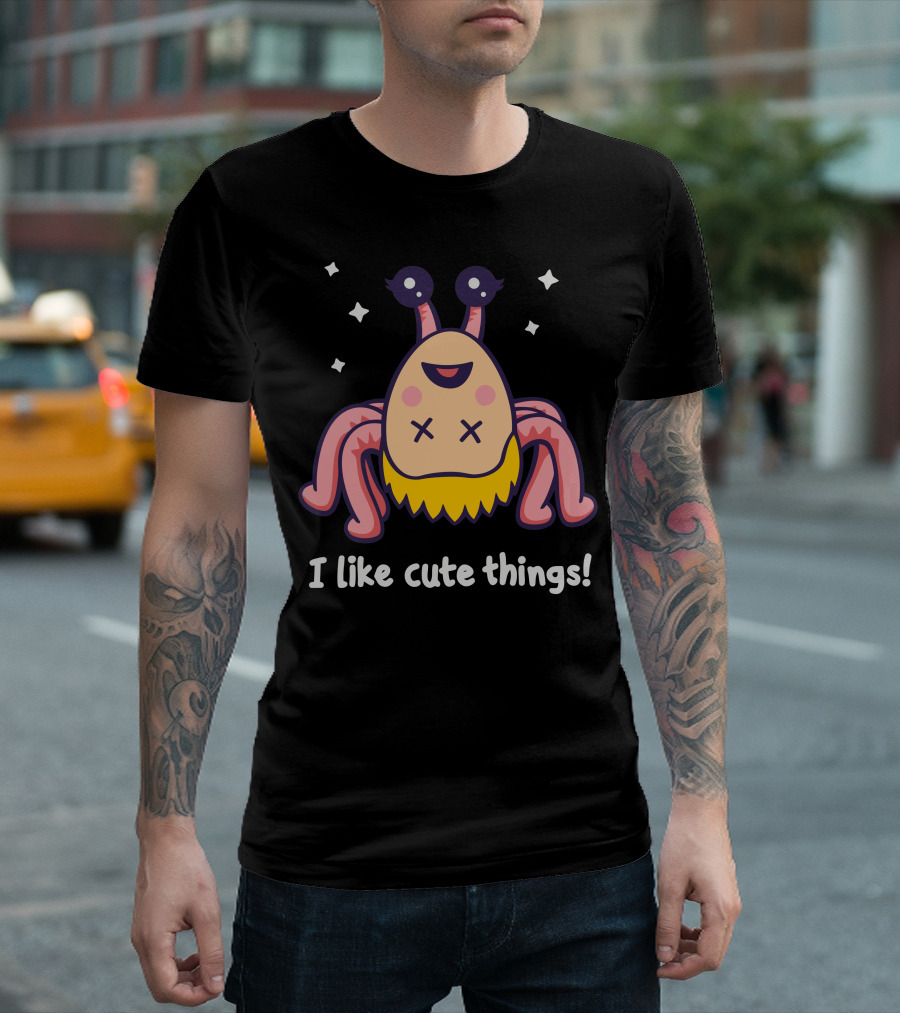 Playful Cartoon Creature I Like Cute Things Starry T-Shirt