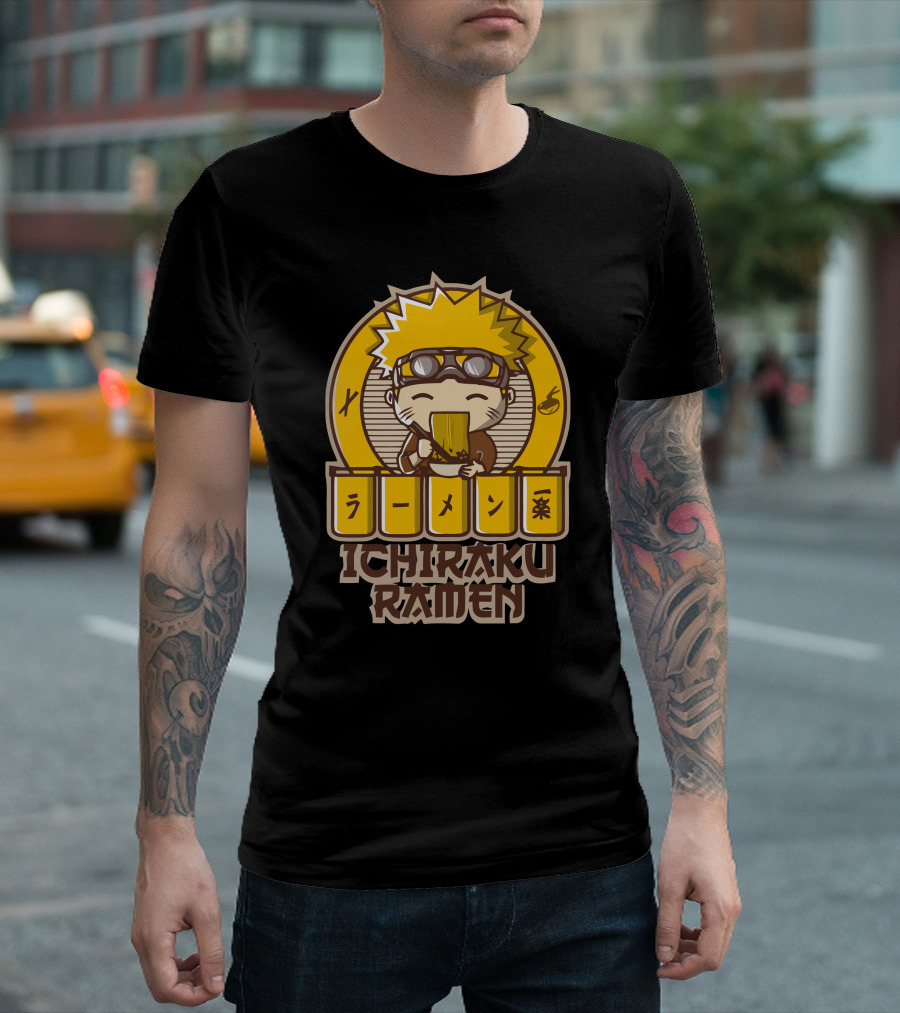 Ichiraku Ramen Cute Character Eating Noodles Iconic T-Shirt