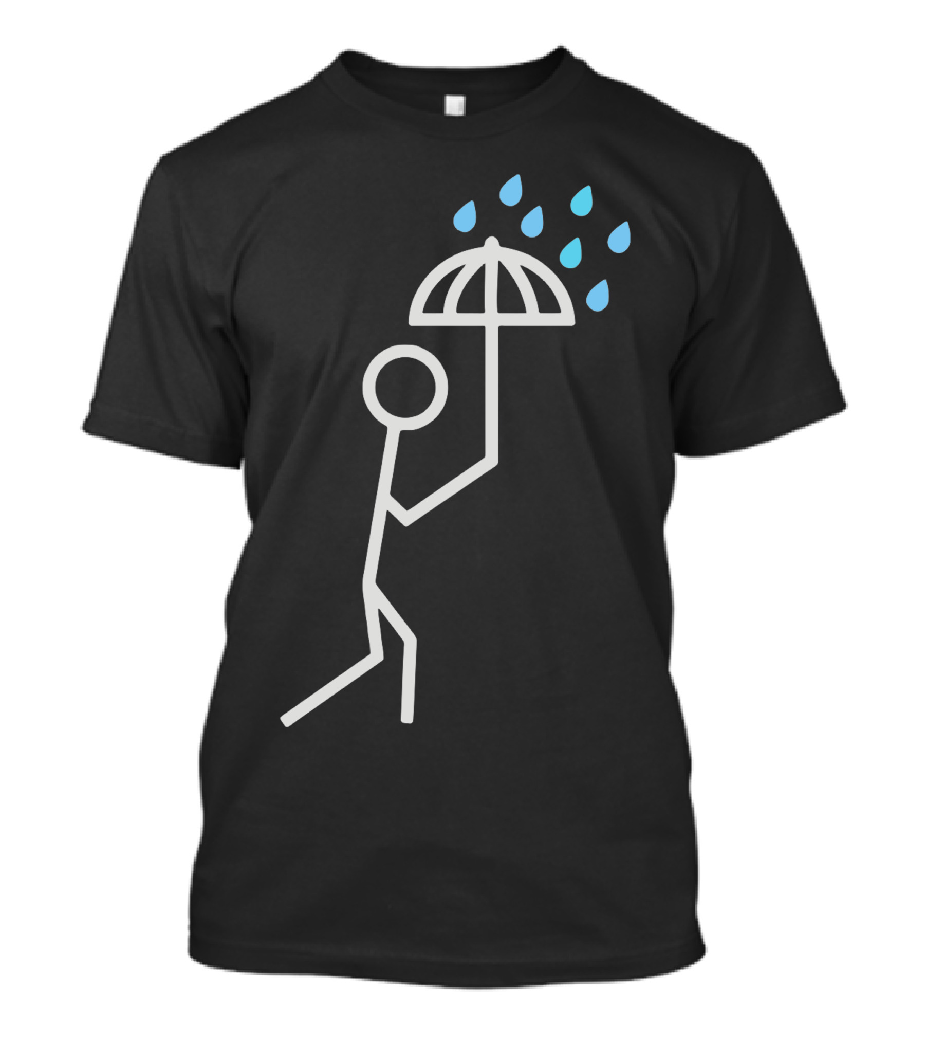 Il Pleut Sortez Les Parapluies Rainy Day Stick Figure With Umbrella T-Shirt