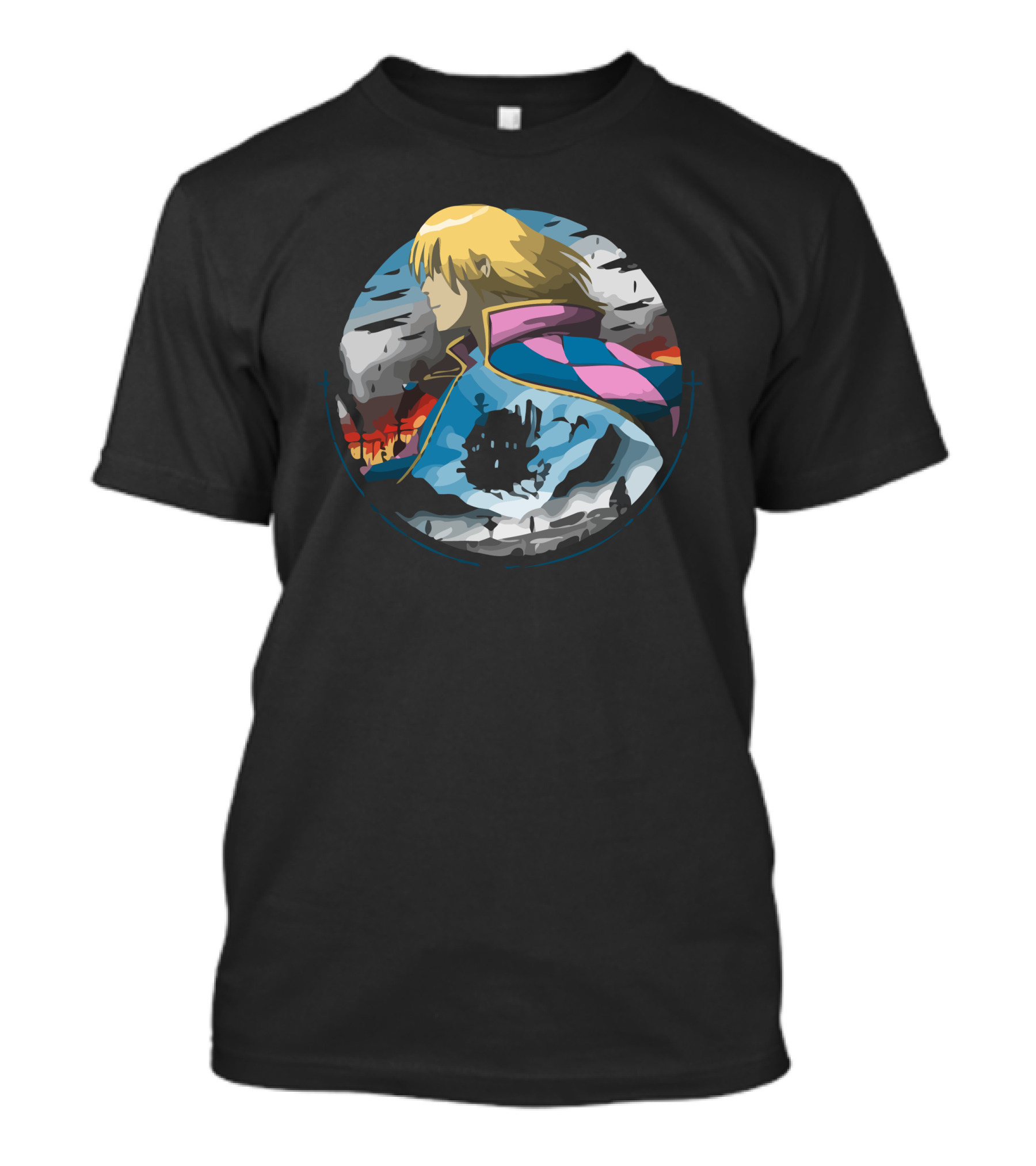 In The Midst Of War Howl's Moving Castle Anime Fantasy Black T-Shirt