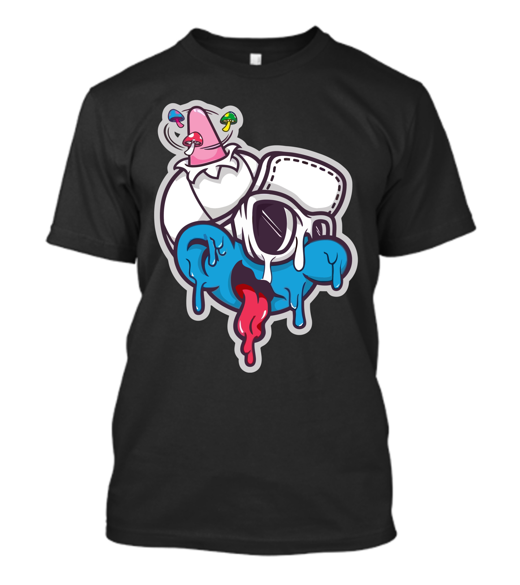 Krim Lim Melting Cartoon Face With Colorful Drink Elements T-Shirt