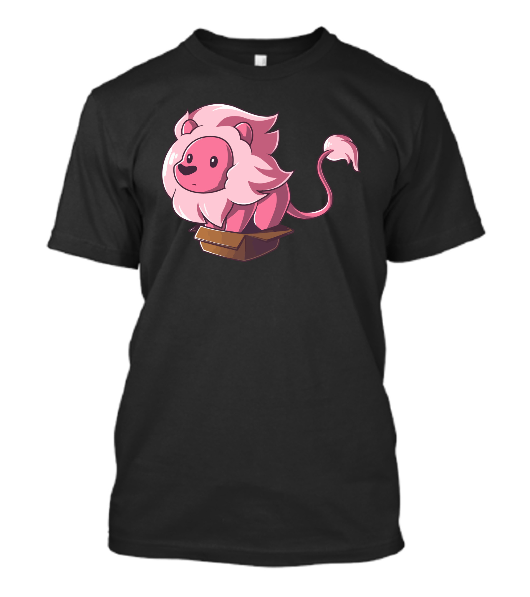 Lion In A Box Cartoon Pink Mane Playful T-Shirt
