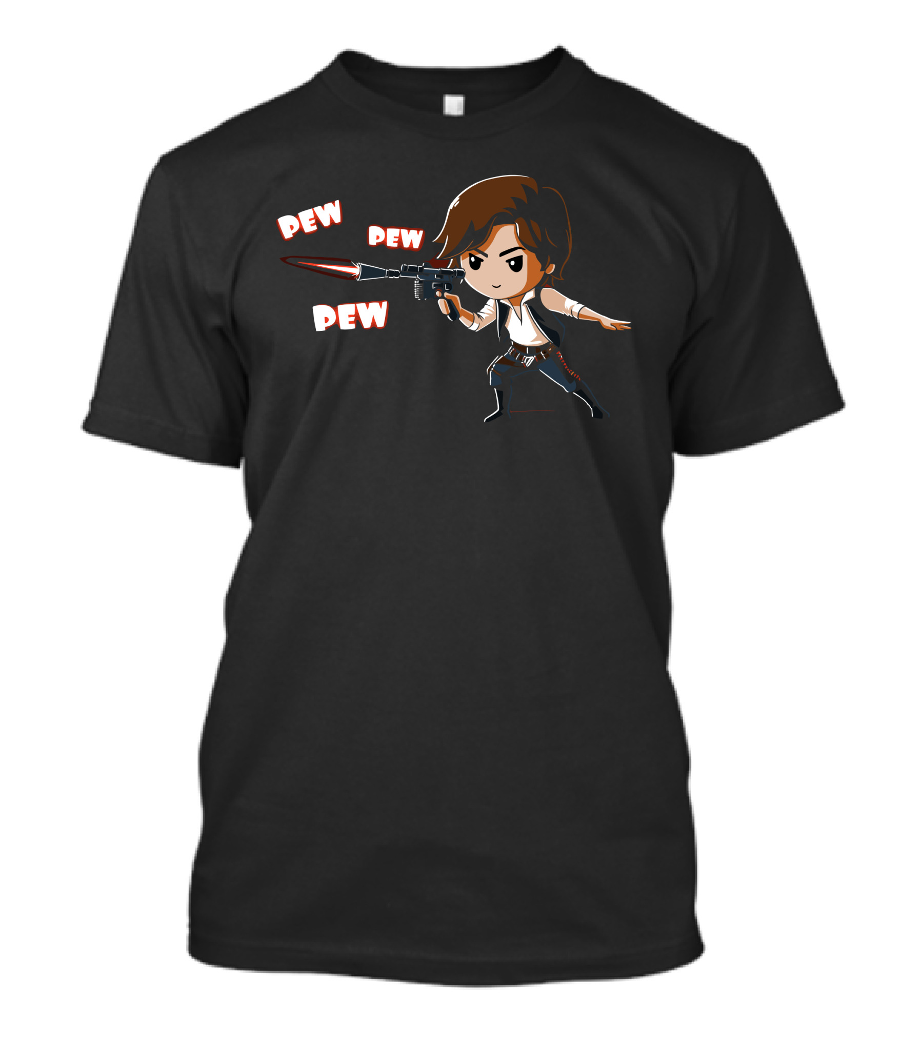 Pew Pew Han Solo Chibi Character Shooting T-Shirt