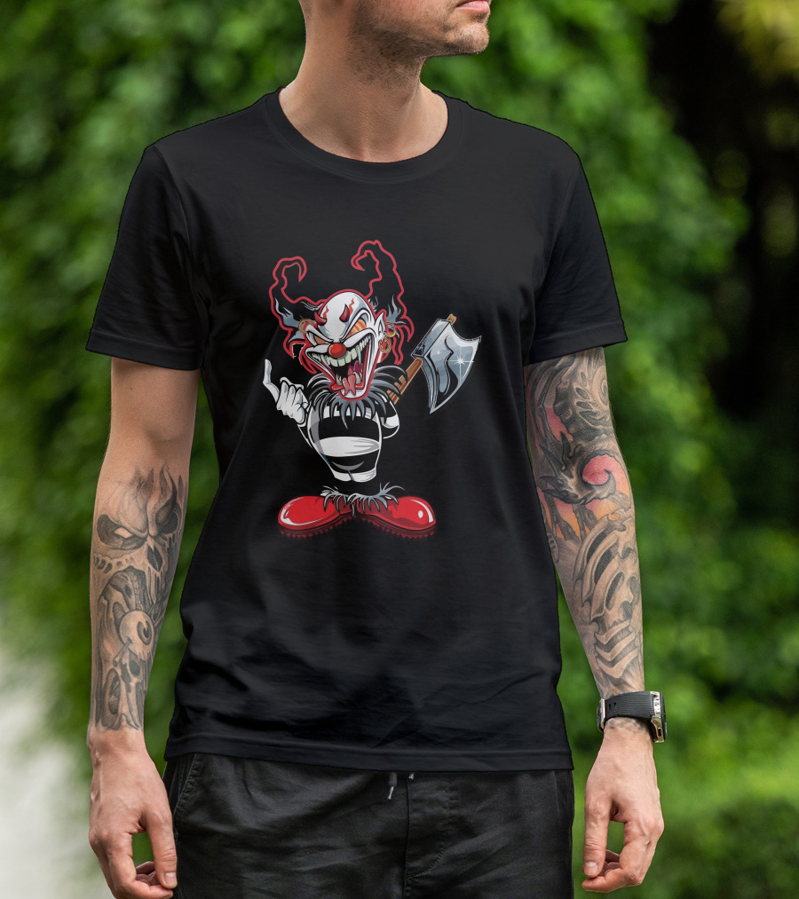 Pilot Automotive Clown With Axe And Red Shoes T-Shirt