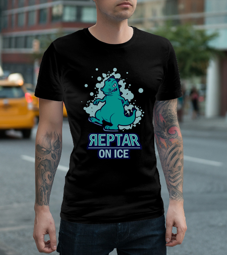 Reptar On Ice Rugrats Dinosaur Skating Adventure T-Shirt