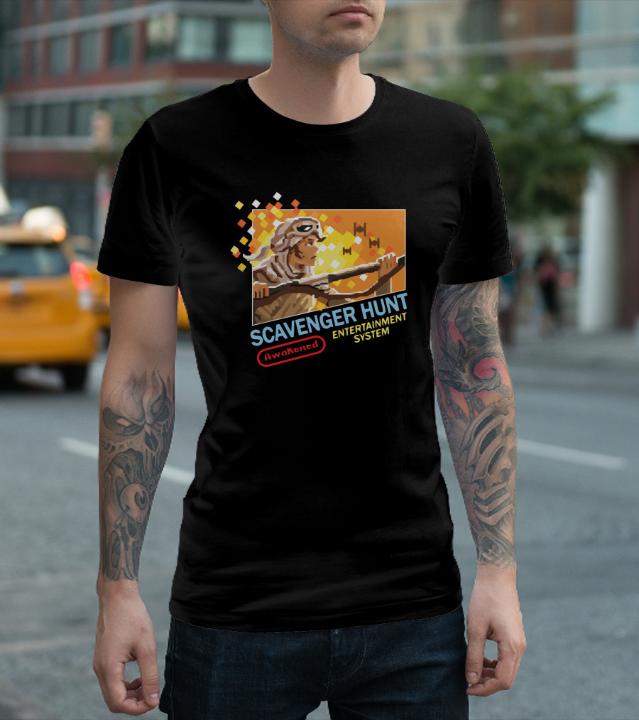 Scavenger Hunt Awakened Entertainment System Pixel Art Style Retro Adventure T-Shirt