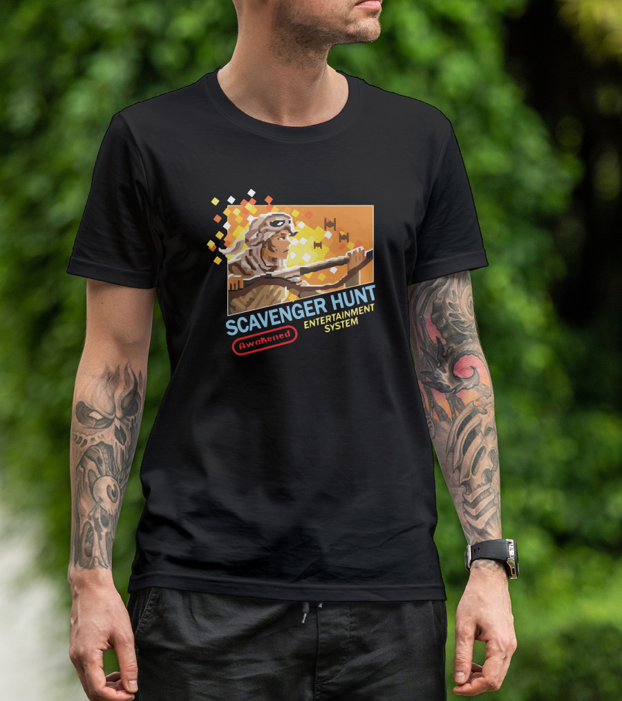 Scavenger Hunt Awakened Entertainment System Pixel Art Style Retro Adventure T-Shirt