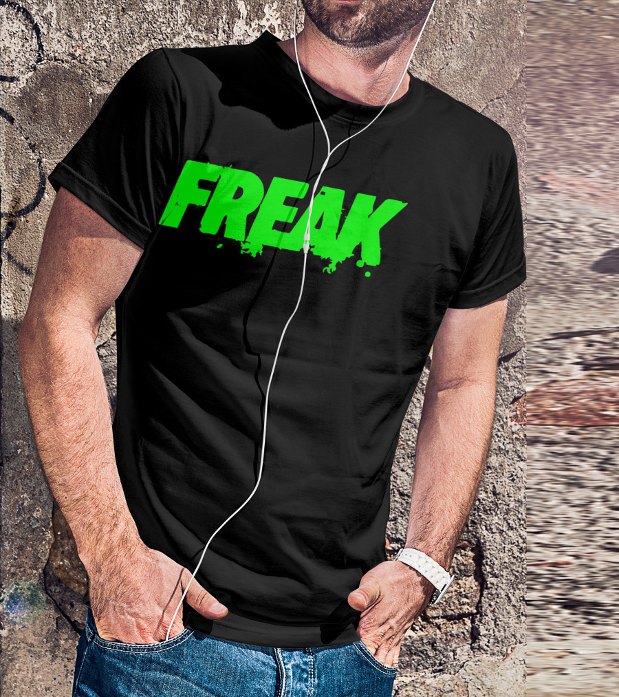 Freak Neon Green Splatter Text T-Shirt