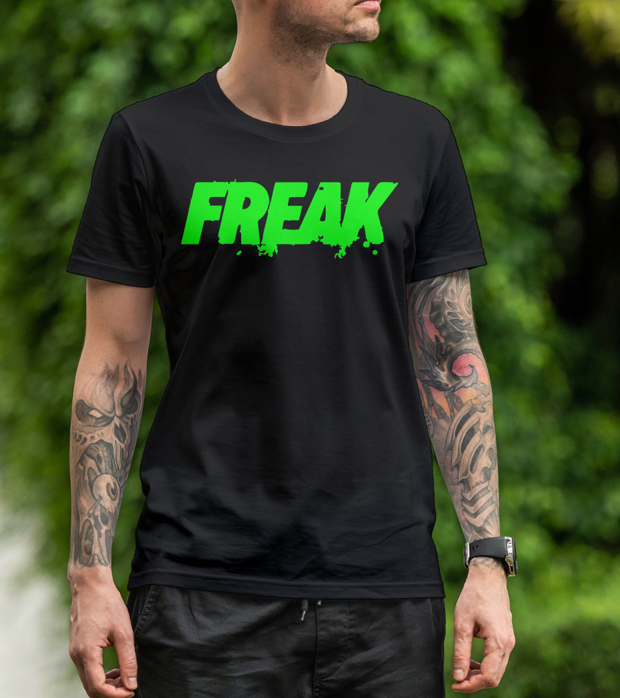 Freak Neon Green Splatter Text T-Shirt