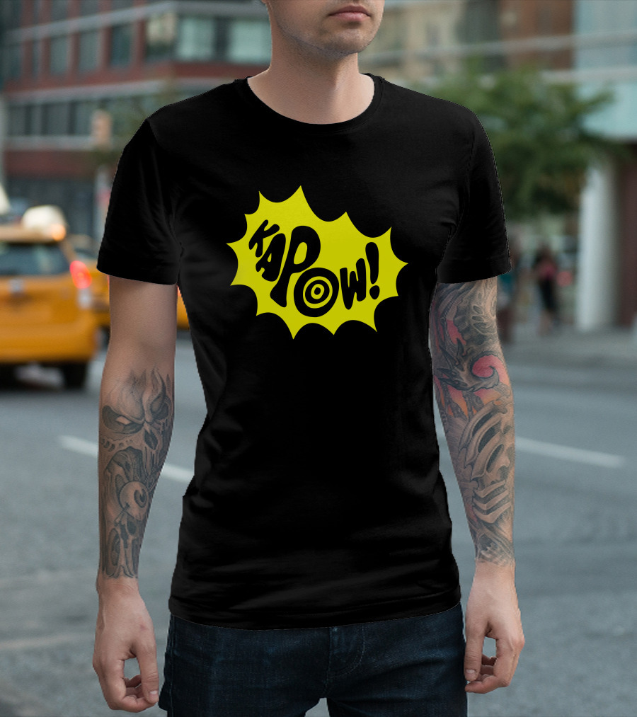 KAPOW Comic Book Style Burst with Yellow Background T-Shirt