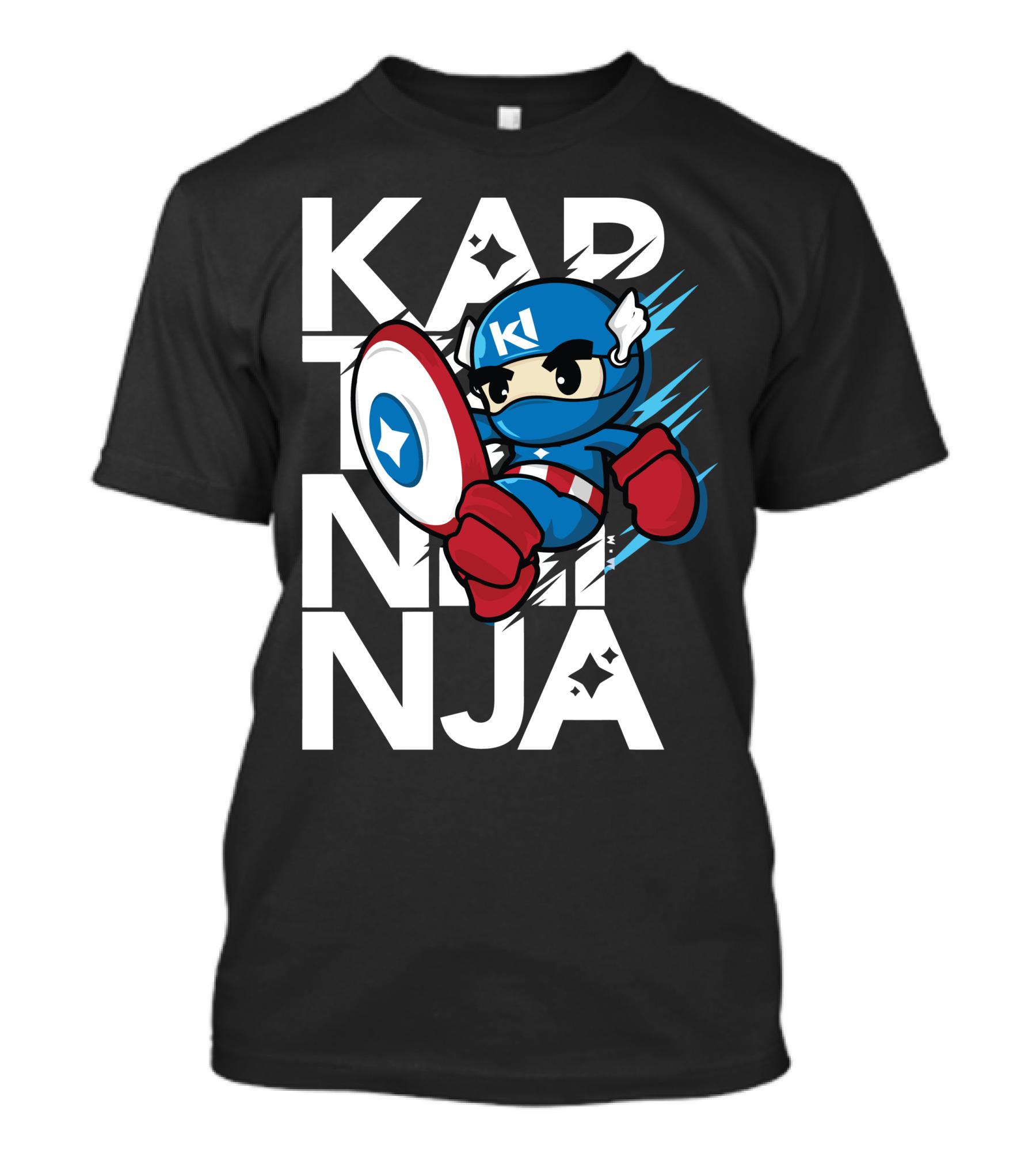 Kaptainninja Captain America Style Ninja Hero T-Shirt