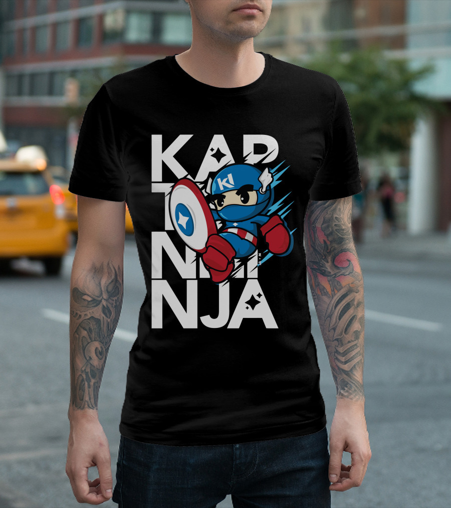 Kaptainninja Captain America Style Ninja Hero T-Shirt