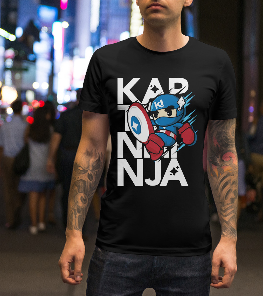Kaptainninja Captain America Style Ninja Hero T-Shirt