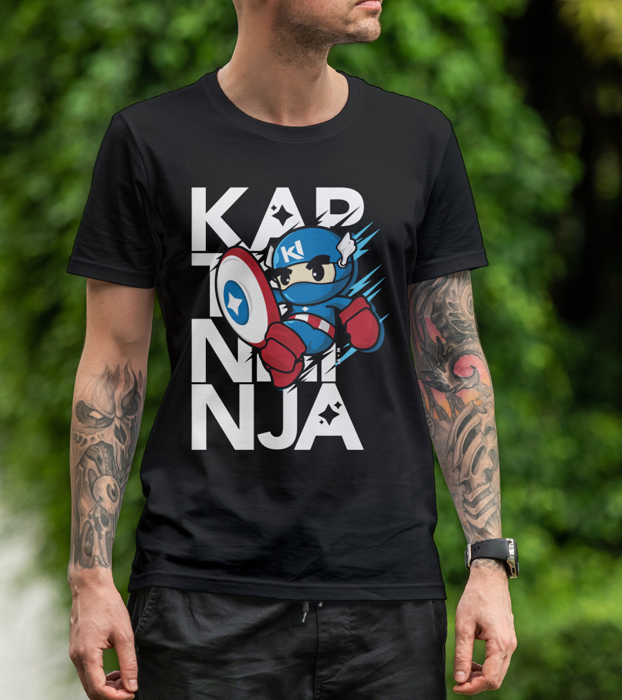 Kaptainninja Captain America Style Ninja Hero T-Shirt