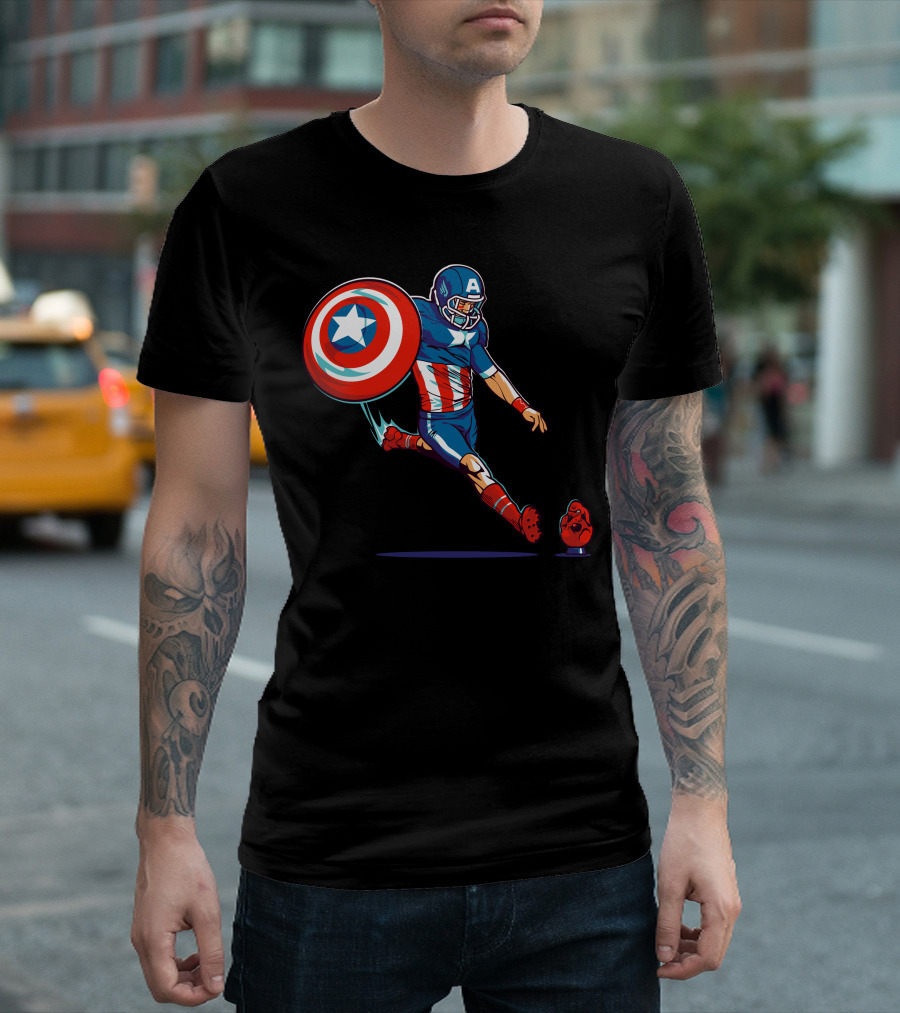 Captain America Football Kickoff Heroic Play T-Shirt