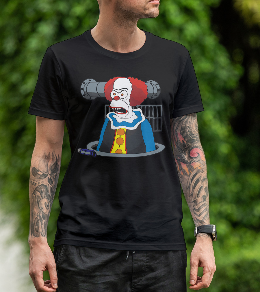 Krustywise The Clown Pennywise Mashup Sewer Cartoon Character T-Shirt