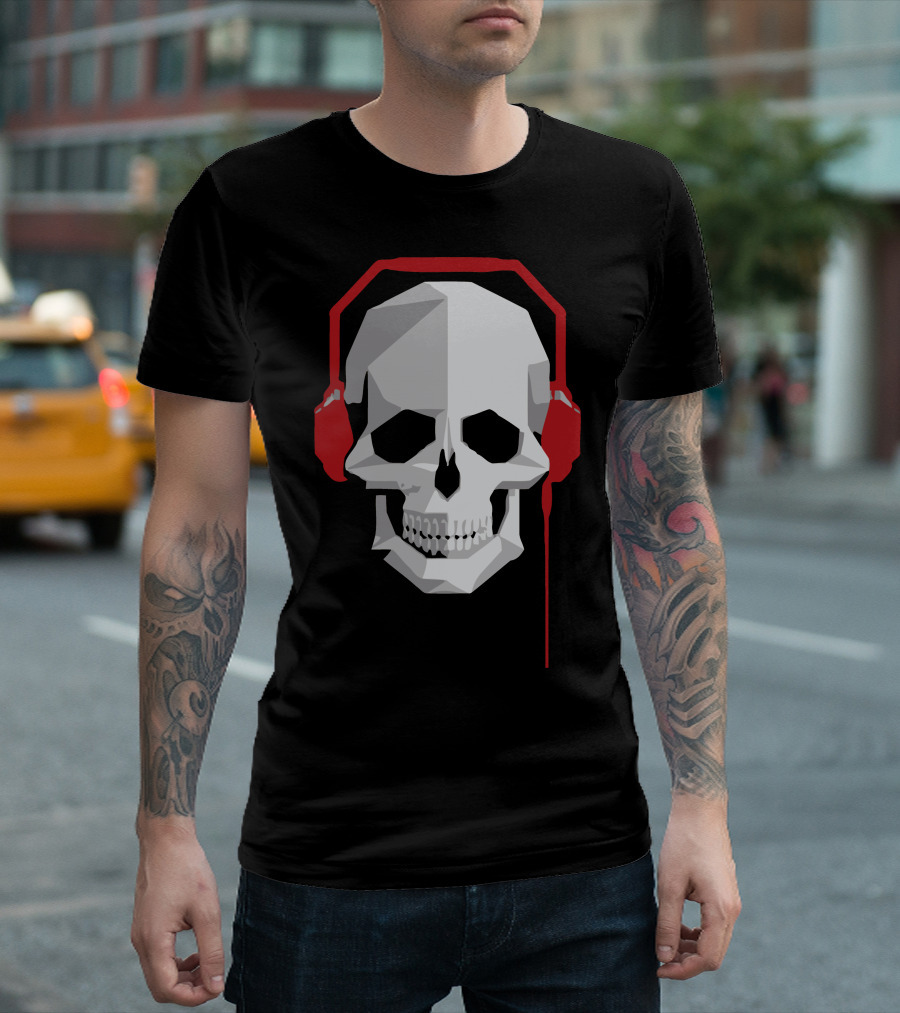 Skull With Red Headphones T-Shirt