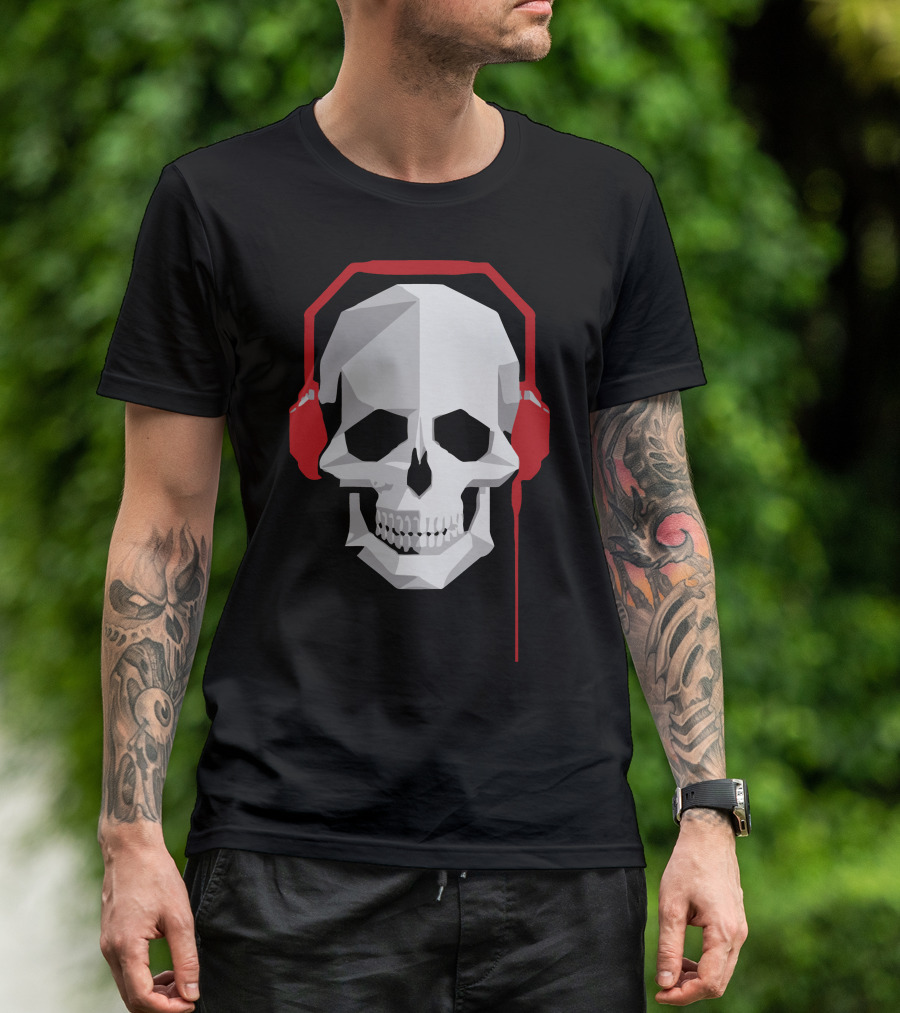 Skull With Red Headphones T-Shirt