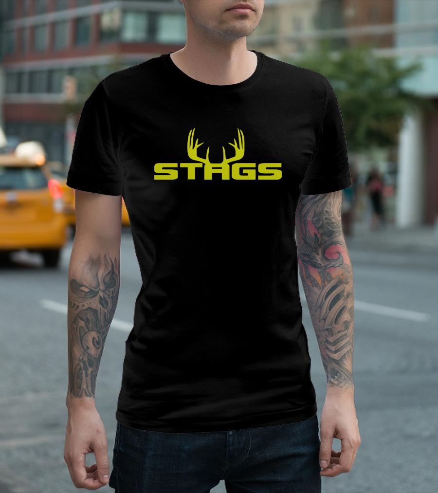 STAGS Antler Logo Bold Yellow T-Shirt