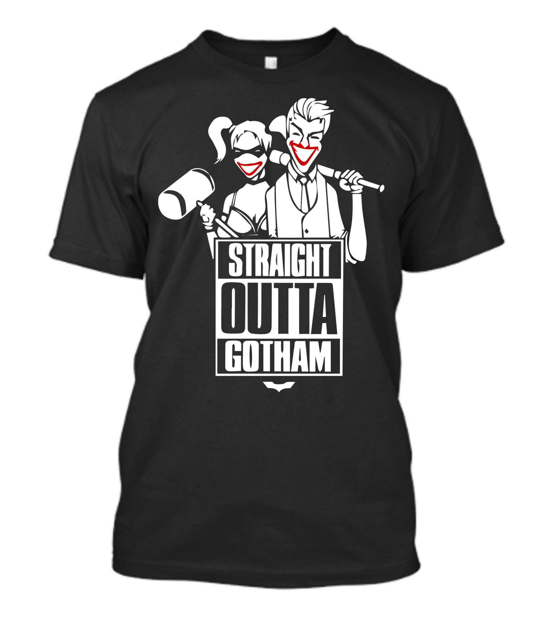 Straight Outta Gotham Joker Harley Quinn Bat T-Shirt